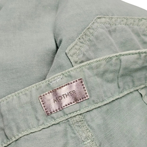 Mother Womens The Shaker  Chop Crop Hedge Green Size 23 Lyocell Cotton Raw Hem - Picture 9 of 12